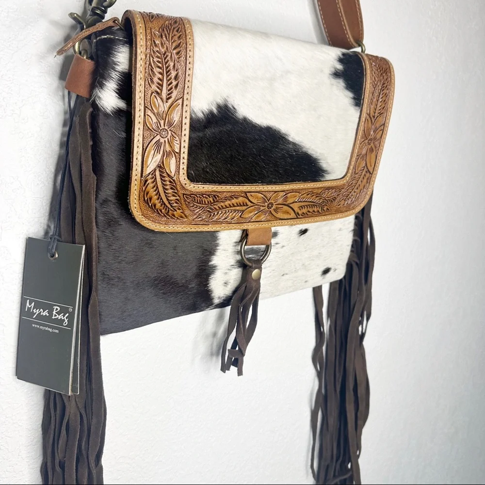 Myra Bag Leather and Hair Fringe Purse - Picture 4 of 6
